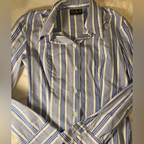 Fendi Vintage Striped Button Down Blouse - Picture 3 of 6